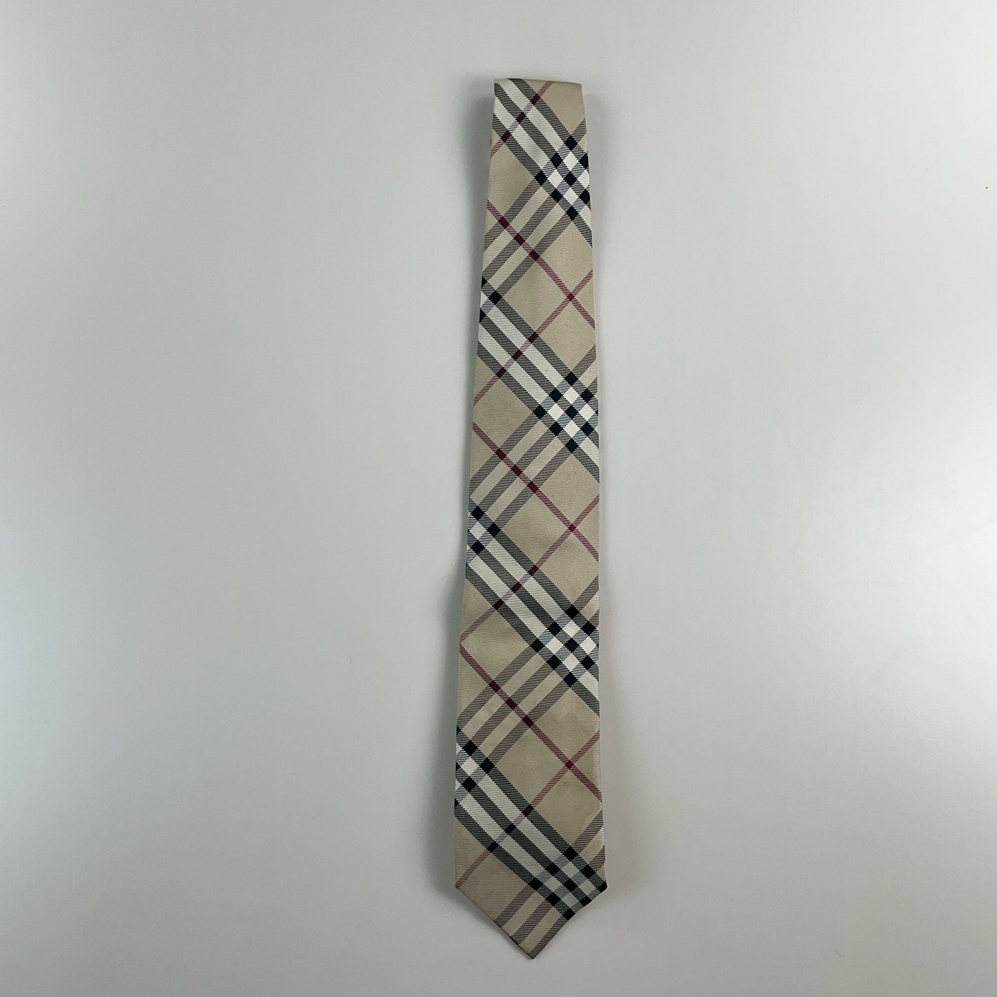 Burberry Nova Check Krawatte Beige - Nahaufnahme Muster