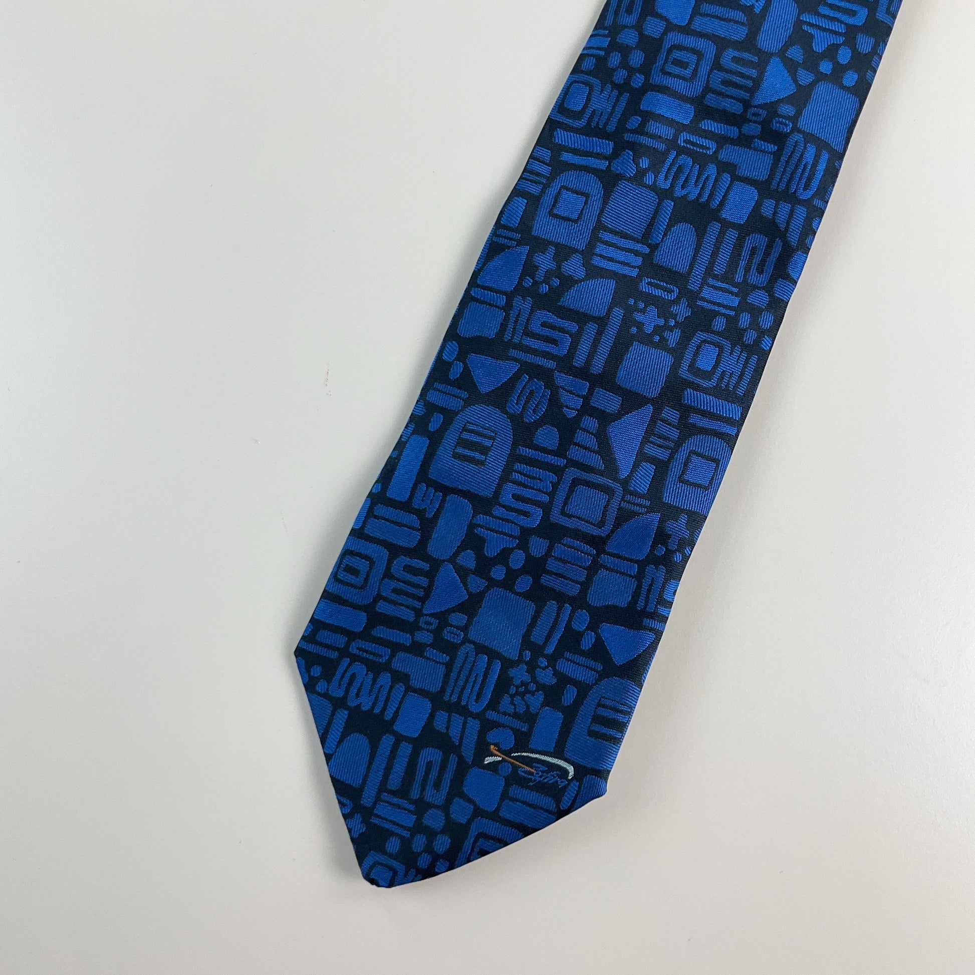 Opel Krawatte Blau-Schwarz Vintage - Gesamtansicht