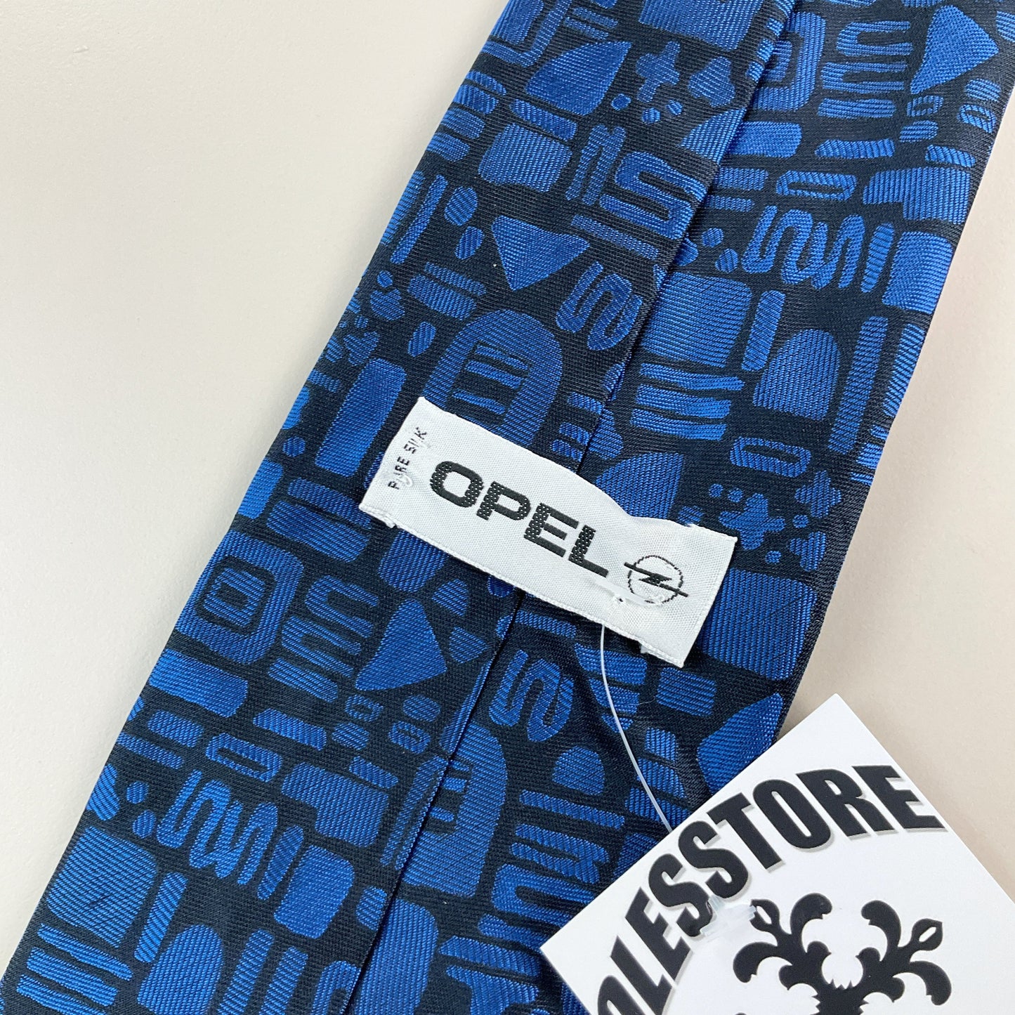 Opel Krawatte Blau-Schwarz Vintage - Detailansicht