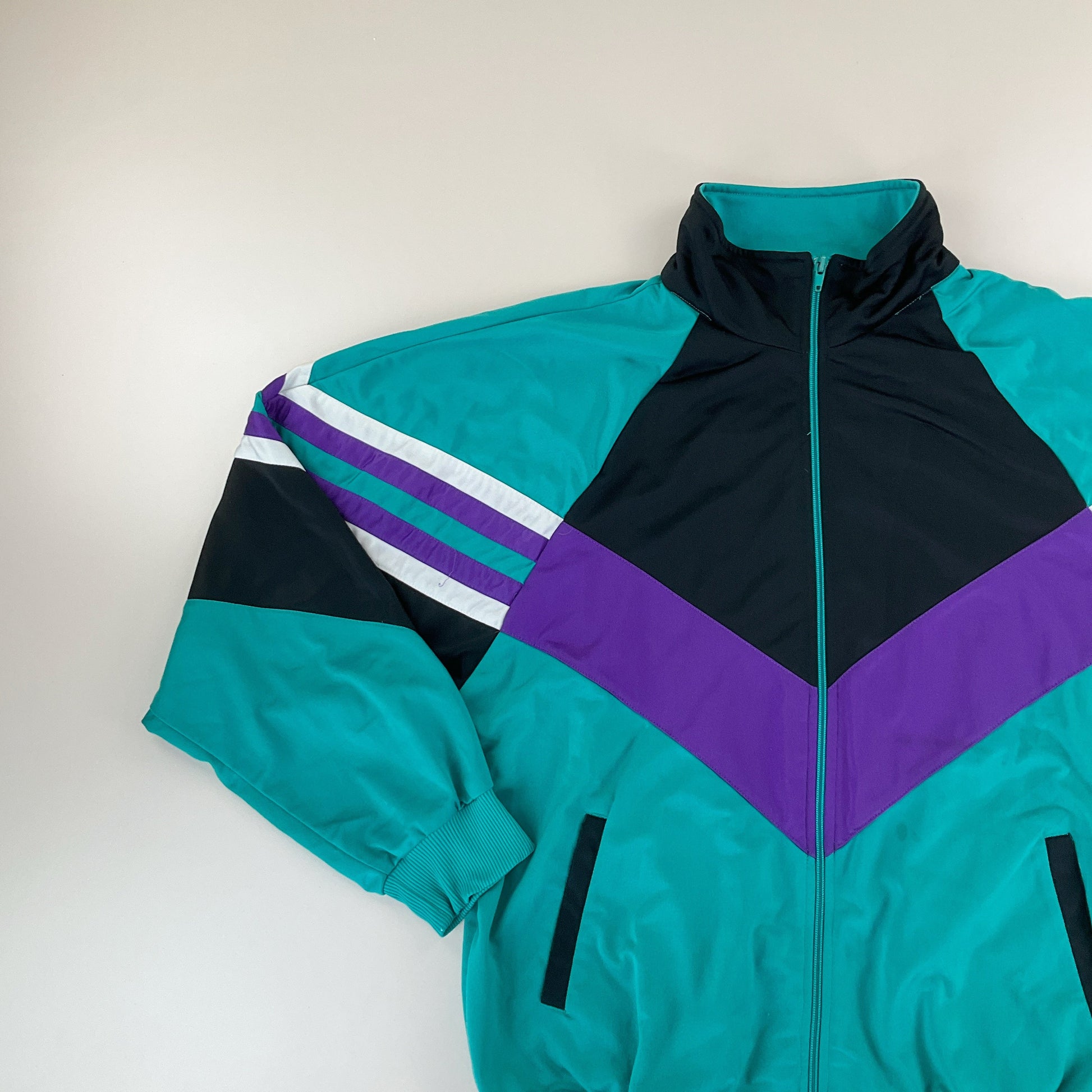 No Name, Retro Trainingsanzug, Schwarz/Grün/Lila, Herren/XL