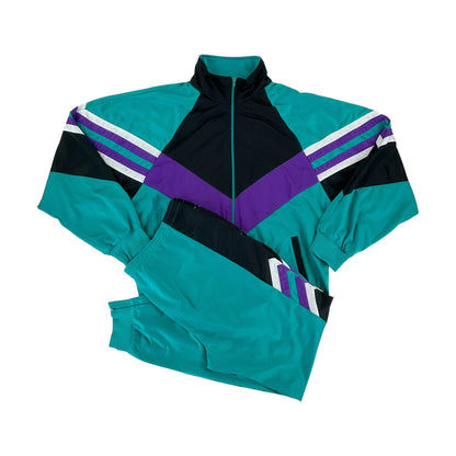 No Name, Retro Trainingsanzug, Schwarz/Grün/Lila, Herren/XL