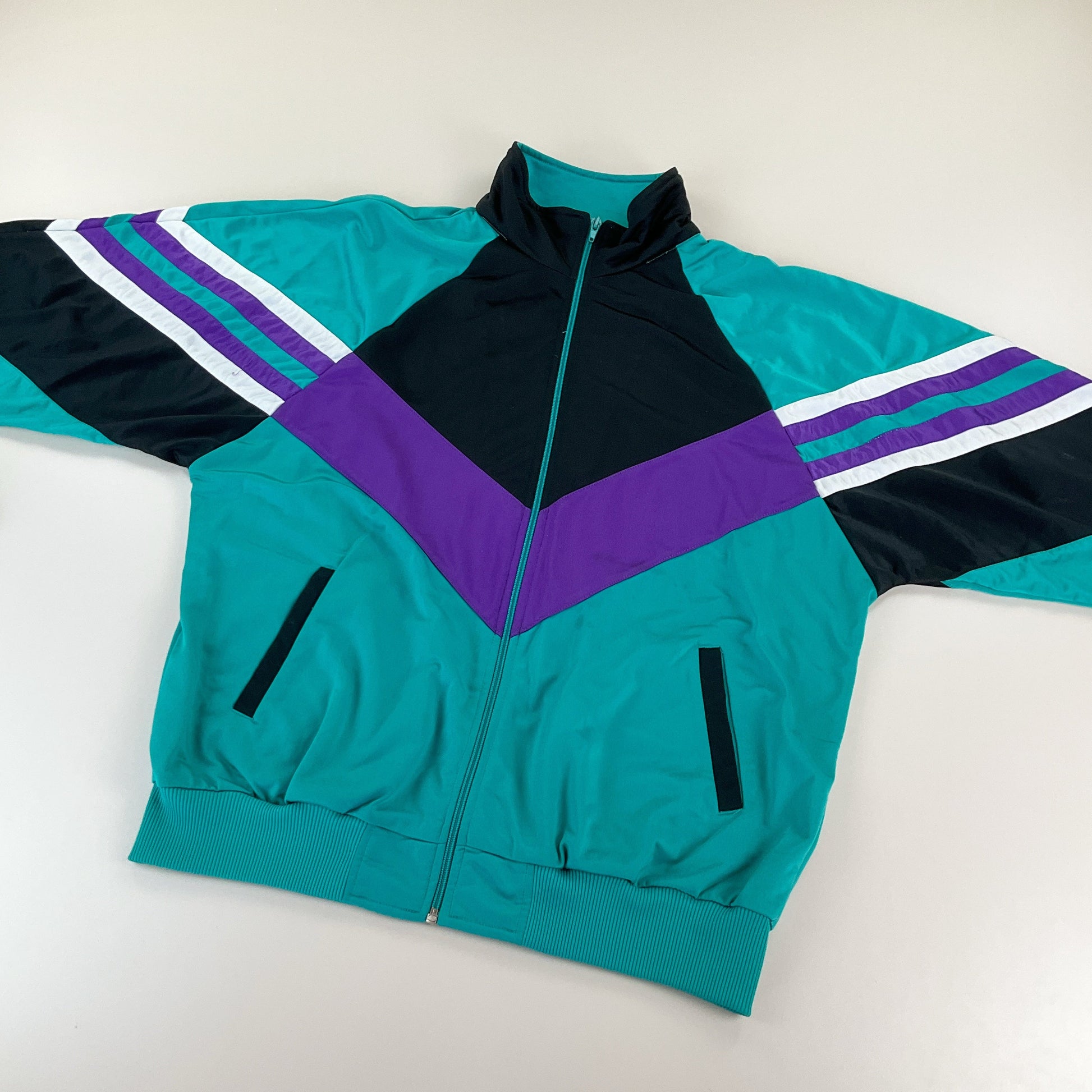 No Name, Retro Trainingsanzug, Schwarz/Grün/Lila, Herren/XL