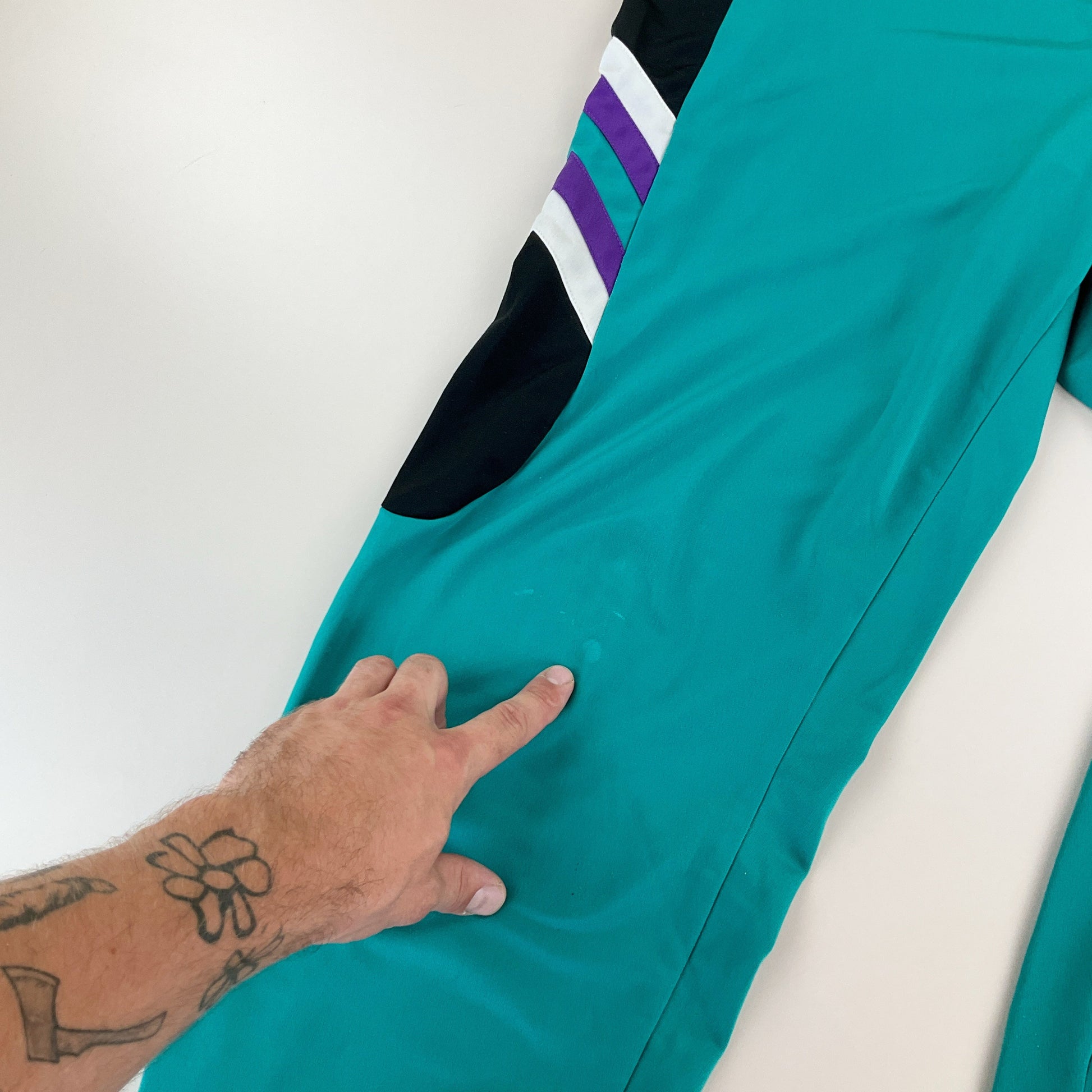 No Name, Retro Trainingsanzug, Schwarz/Grün/Lila, Herren/XL