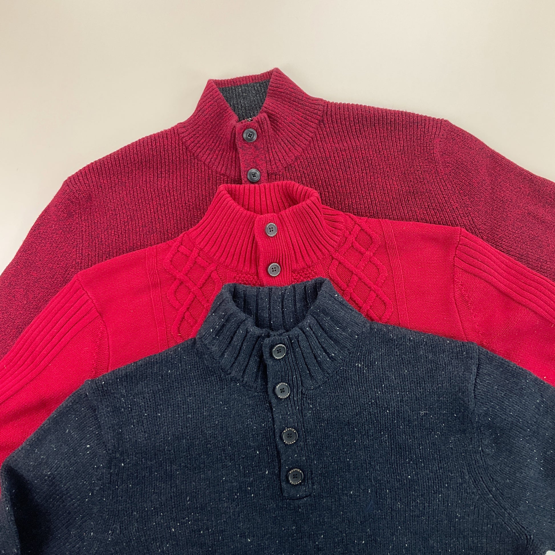 Nautica Button Up Sweatshirt 3 PCS Set - XL-NAUTICA-olesstore-vintage-secondhand-shop-austria-österreich