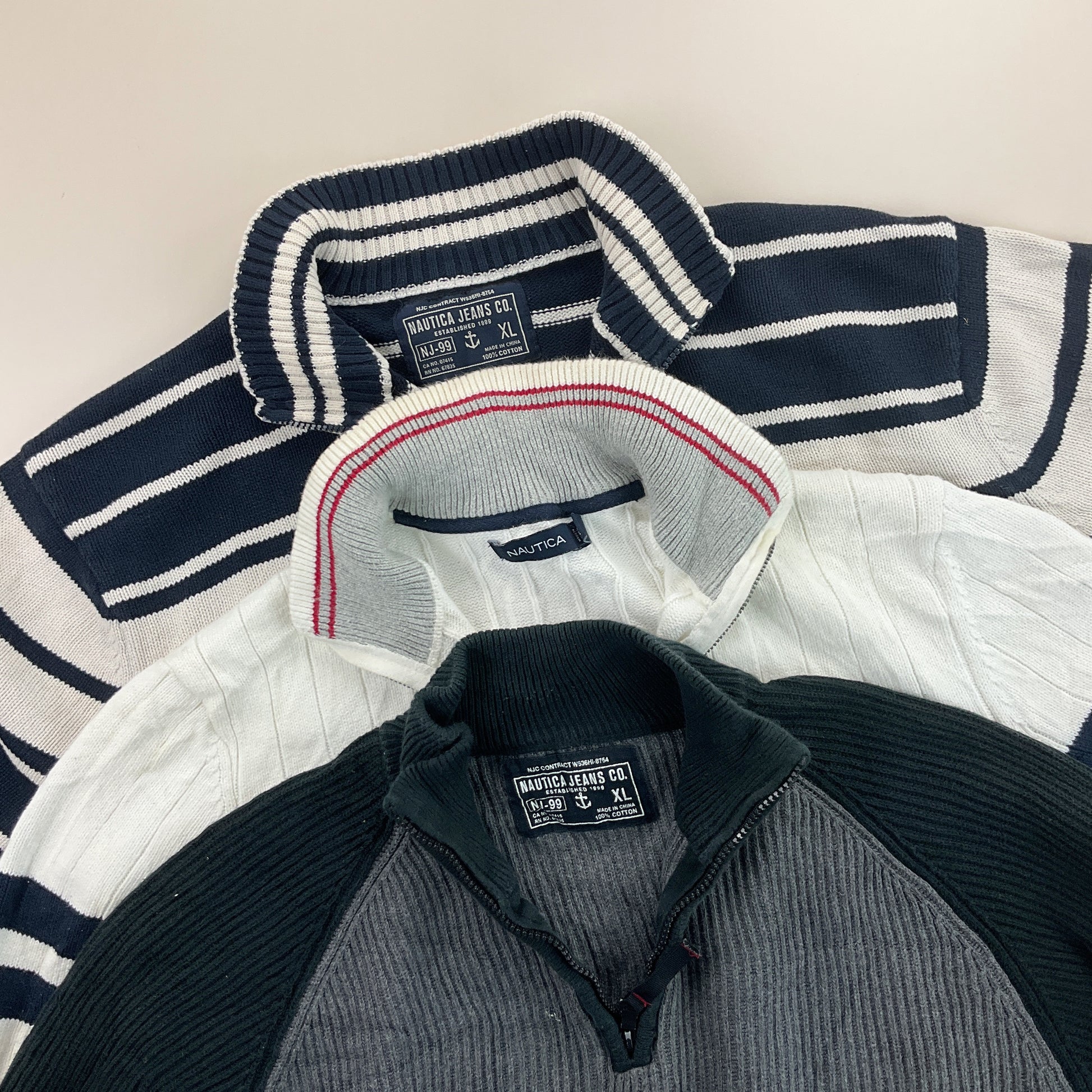 Nautica 1/4 Zip Sweatshirt 3 PCS Set - XL-NAUTICA-olesstore-vintage-secondhand-shop-austria-österreich