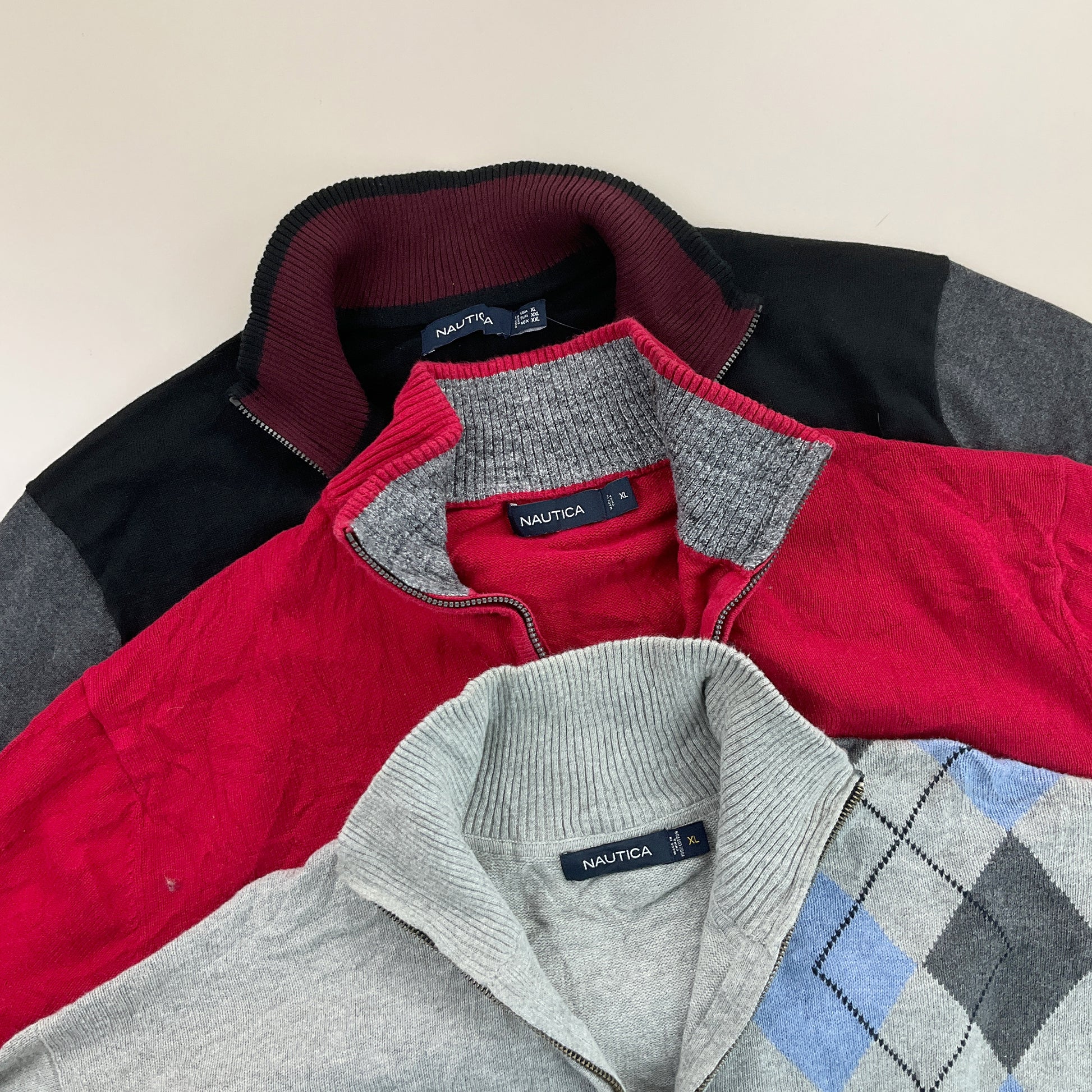 Nautica 1/4 Zip Sweatshirt 3 PCS Set - XL-NAUTICA-olesstore-vintage-secondhand-shop-austria-österreich