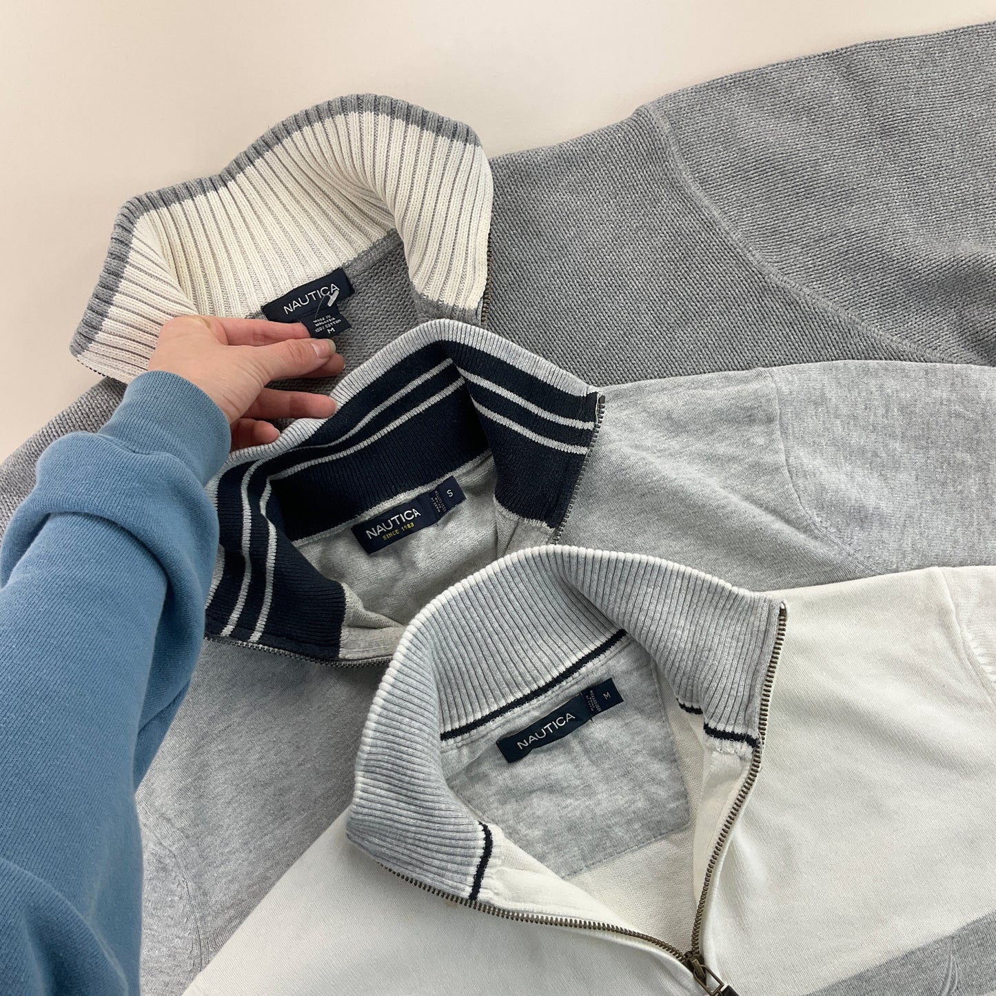 Nautica 1/4 Zip Sweatshirt 3 PCS Set - S/M-NAUTICA-olesstore-vintage-secondhand-shop-austria-österreich