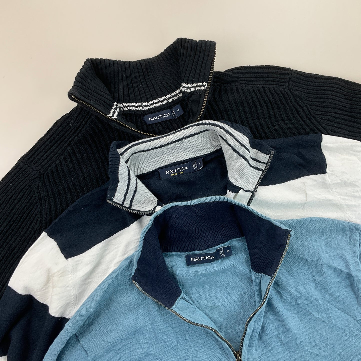 Nautica 1/4 Zip Sweatshirt 3 PCS Set - Medium-NAUTICA-olesstore-vintage-secondhand-shop-austria-österreich