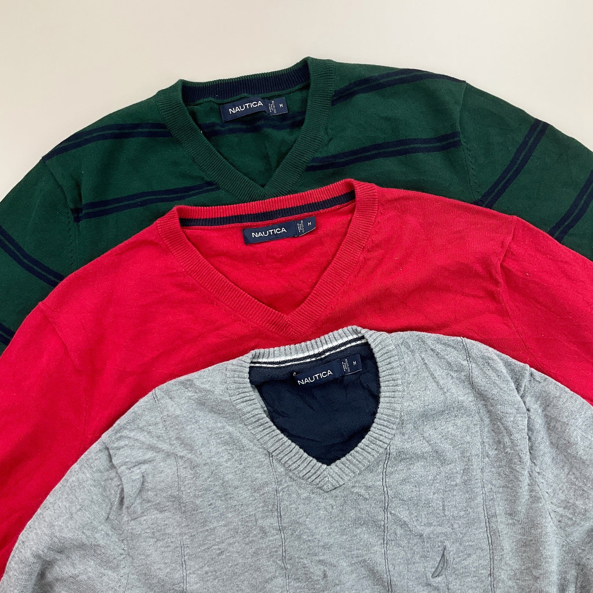 Nautica V-Neck Sweatshirt 3 PCS Set - Medium-NAUTICA-olesstore-vintage-secondhand-shop-austria-österreich