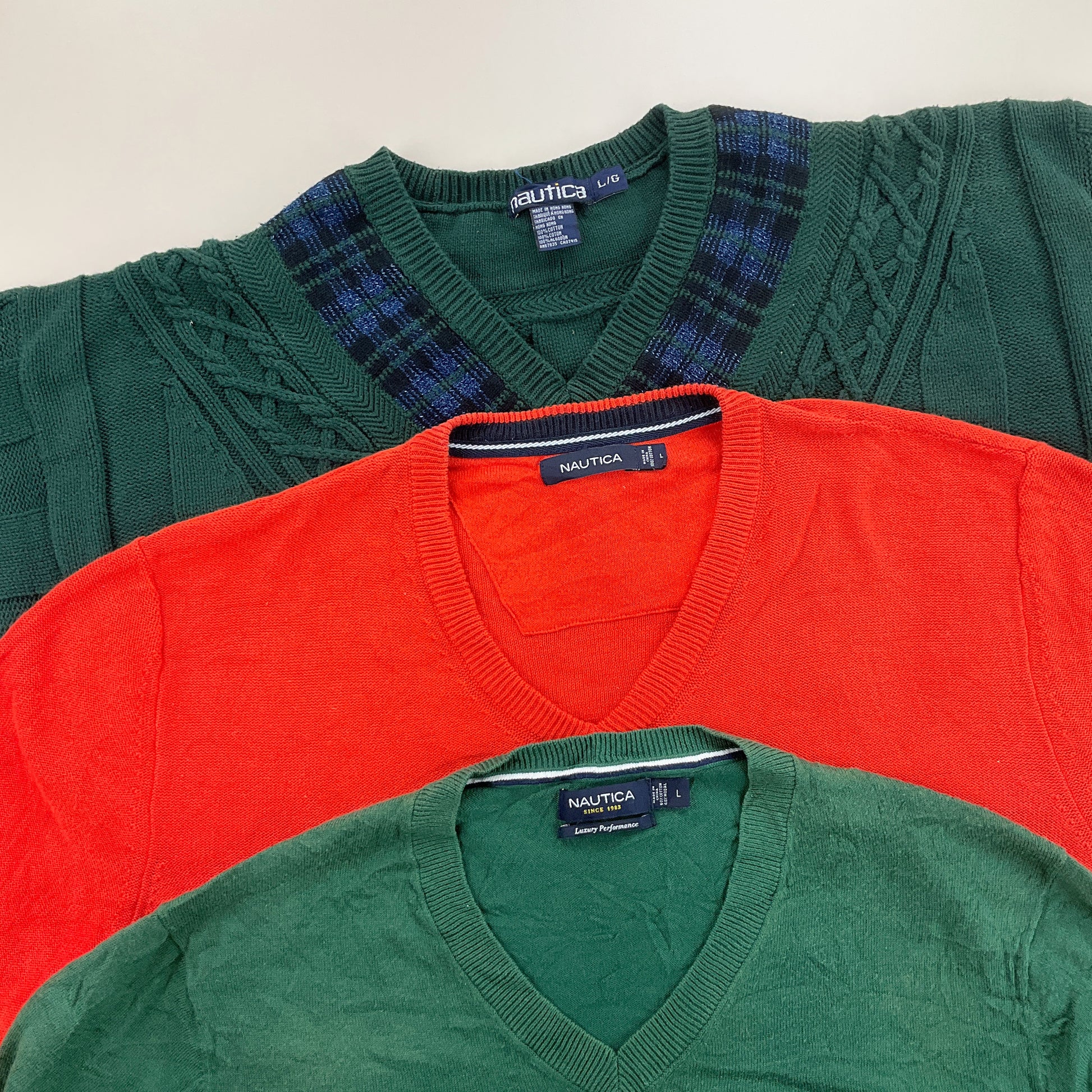 Nautica V-Neck Sweatshirt 3 PCS Set - Large-NAUTICA-olesstore-vintage-secondhand-shop-austria-österreich