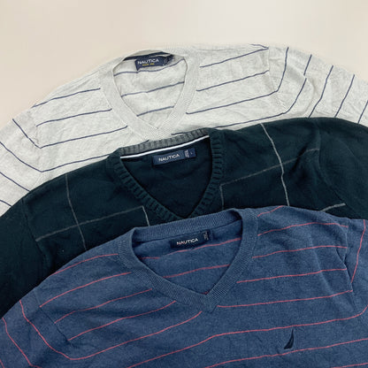 Nautica V-Neck Sweatshirt 3 PCS Set - Large-NAUTICA-olesstore-vintage-secondhand-shop-austria-österreich
