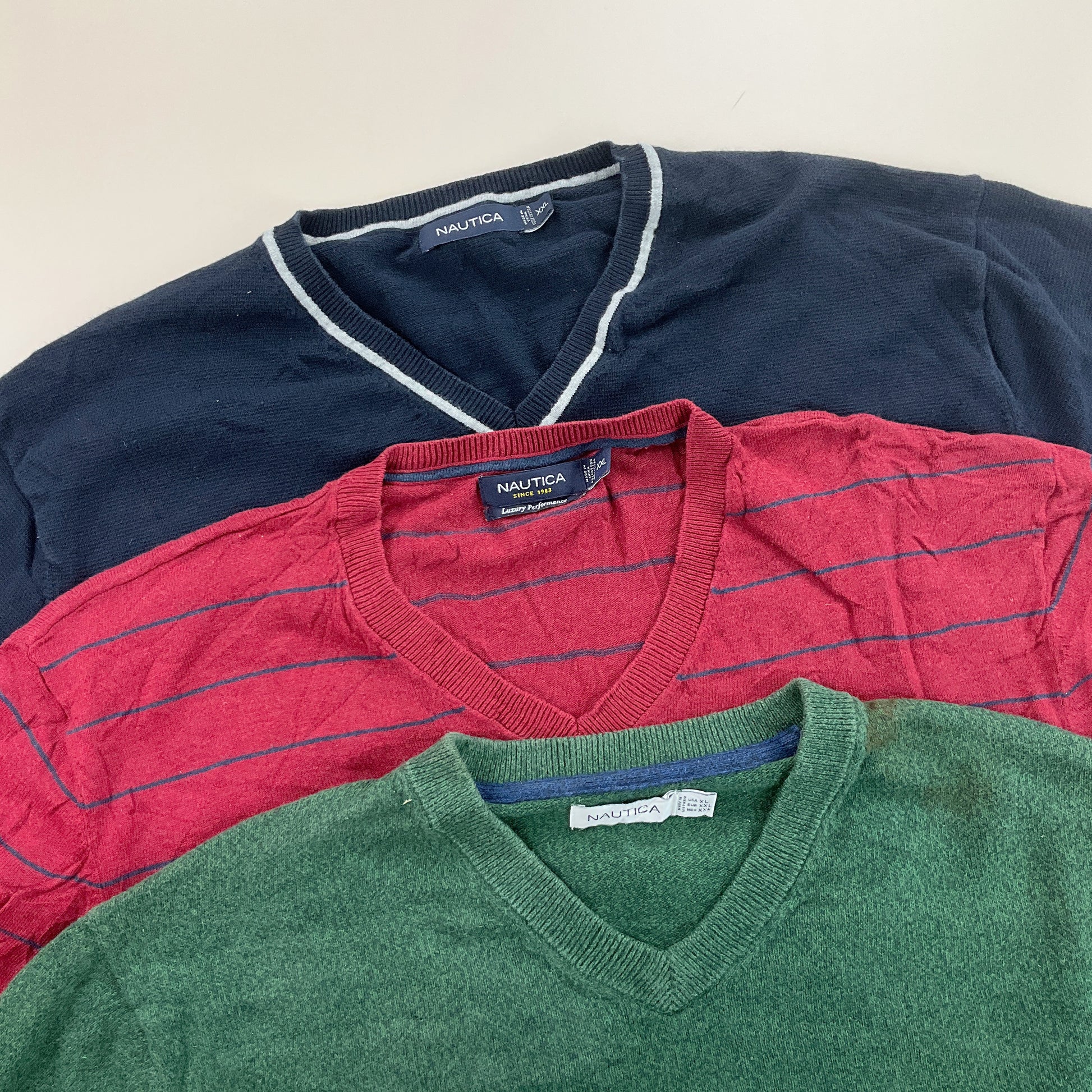 Nautica V-Neck Sweatshirt 3 PCS Set - XXL-NAUTICA-olesstore-vintage-secondhand-shop-austria-österreich