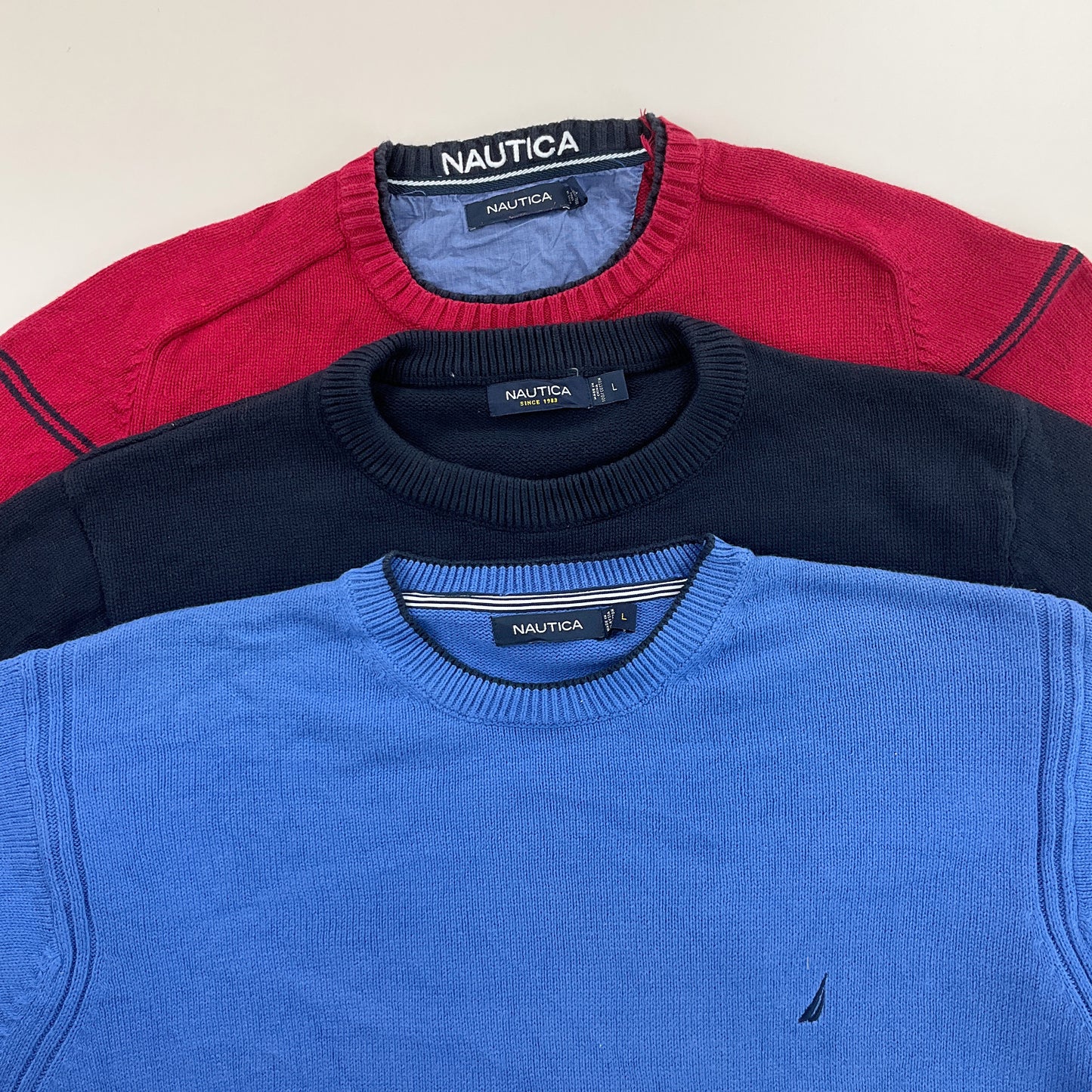 Nautica Basic Sweatshirt 3 PCS Set - Large-NAUTICA-olesstore-vintage-secondhand-shop-austria-österreich