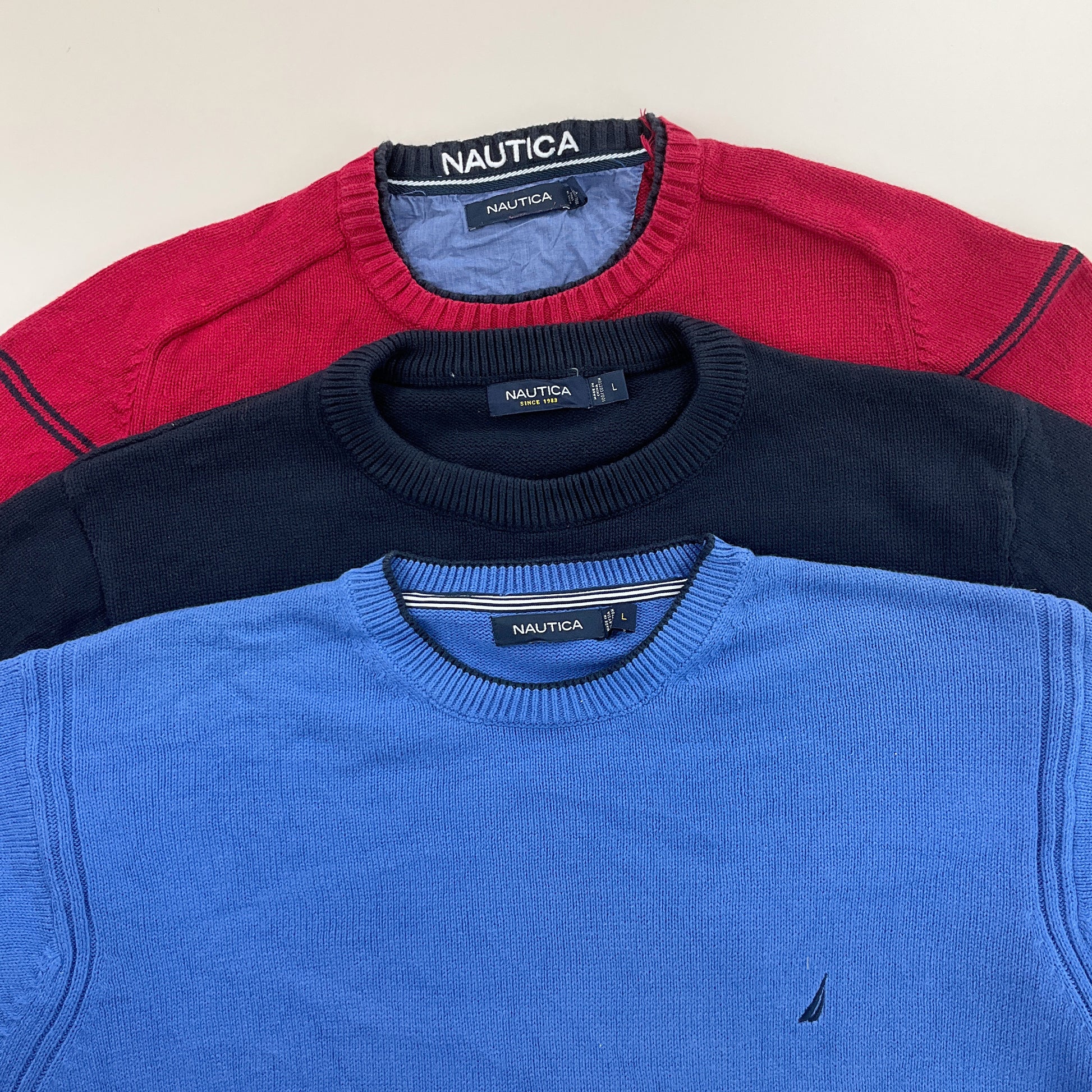 Nautica Basic Sweatshirt 3 PCS Set - Large-NAUTICA-olesstore-vintage-secondhand-shop-austria-österreich