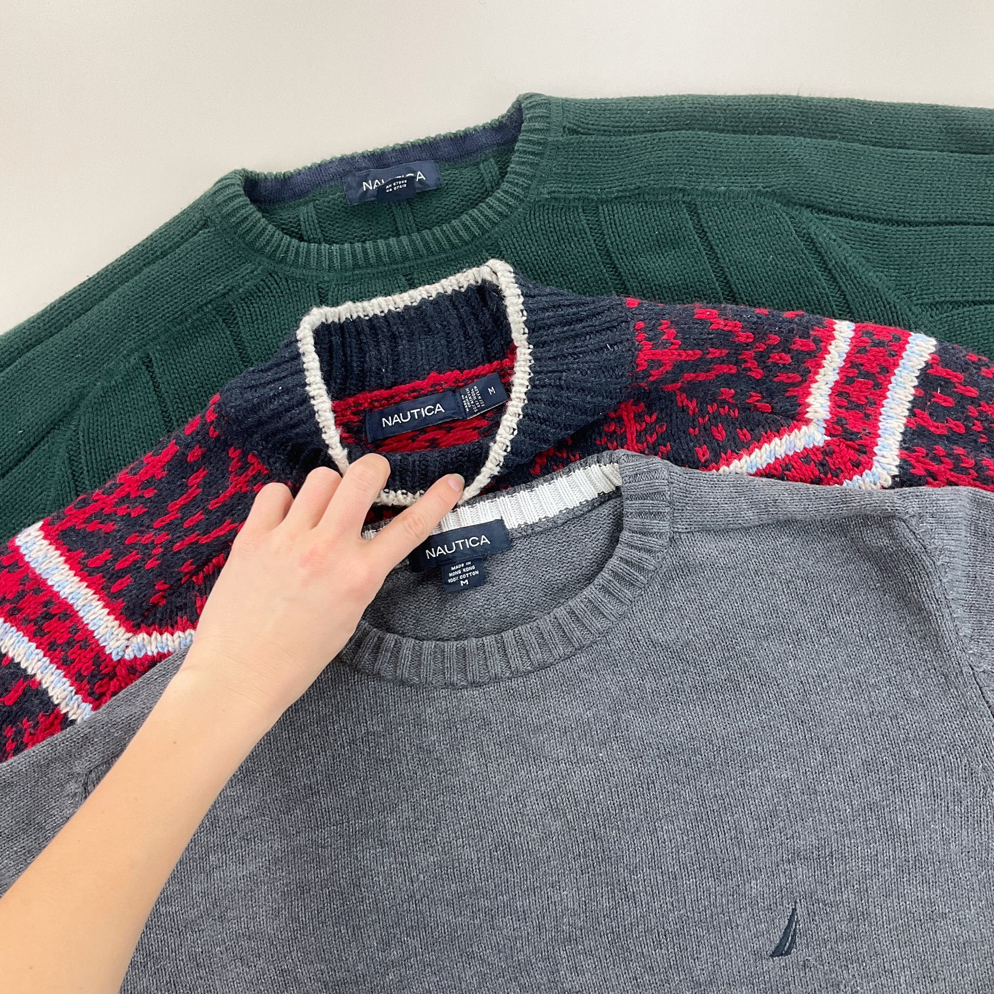 Nautica Basic Sweatshirt 3 PCS Set - Medium-NAUTICA-olesstore-vintage-secondhand-shop-austria-österreich