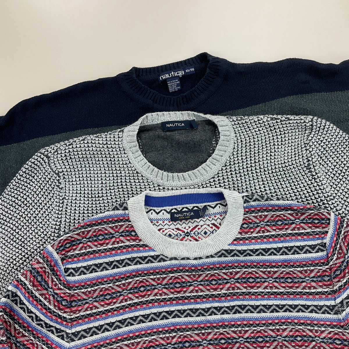 Nautica Basic Sweatshirt 3 PCS Set - XL-NAUTICA-olesstore-vintage-secondhand-shop-austria-österreich