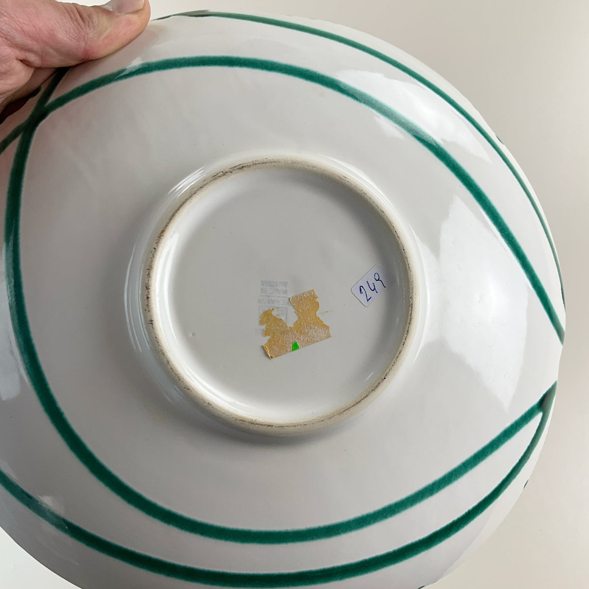 Gmundner Keramik geschwungene Wellen Schüssel Grüngeflammt Ø27,5cm-Gmundner Keramik-olesstore-vintage-secondhand-shop-austria-österreich