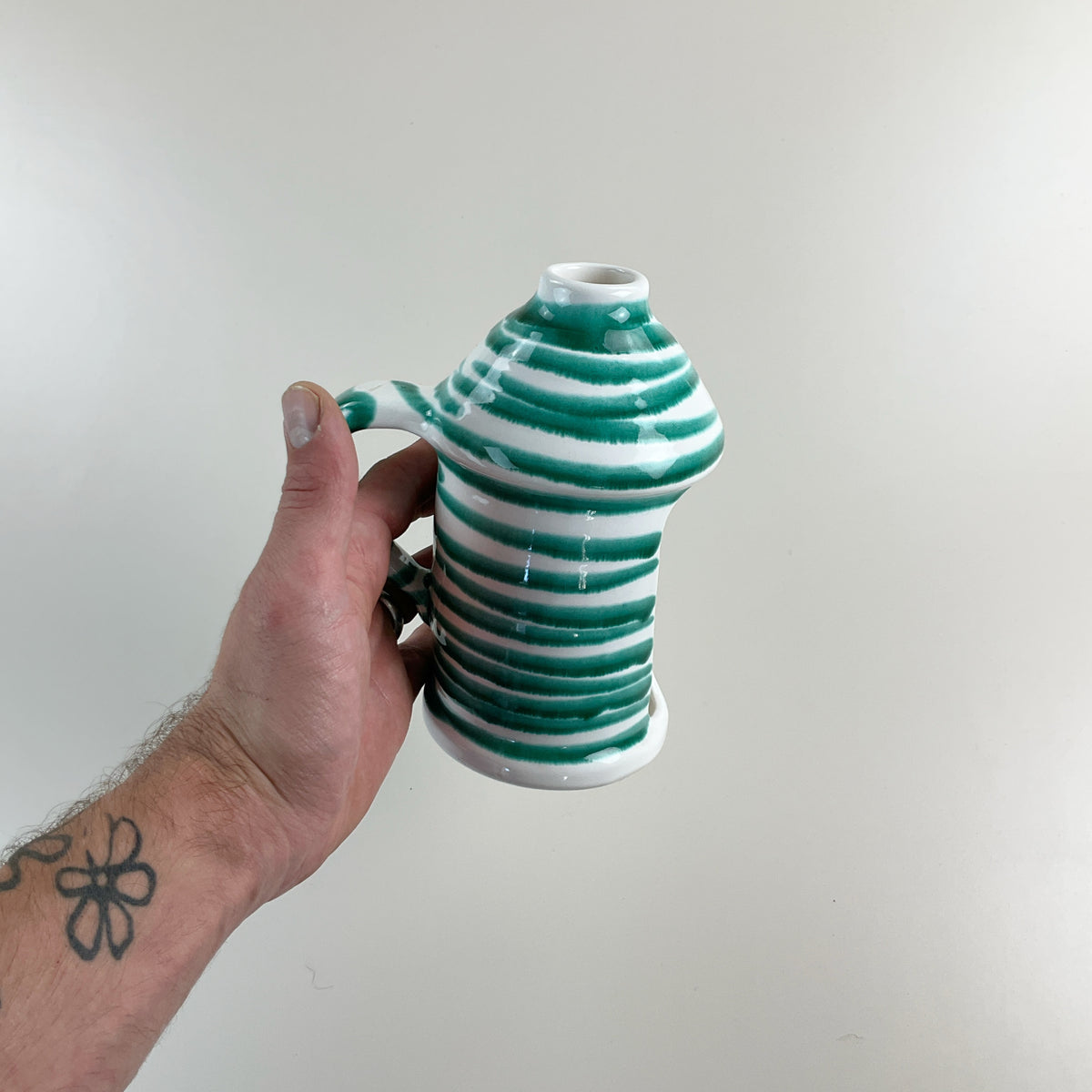 Gmundner Keramik Laterne Grüngeflammt 18cm-Gmundner Keramik-olesstore-vintage-secondhand-shop-austria-österreich