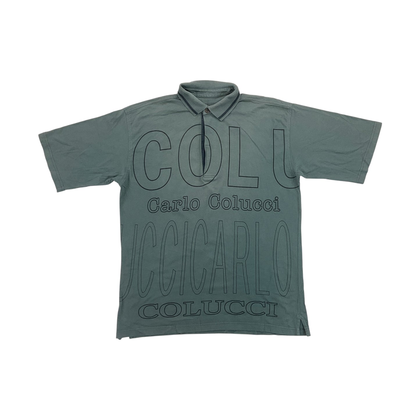 Carlo Colucci bedrucktes Polo Shirt - Large-CARLO COLUCCI-olesstore-vintage-secondhand-shop-austria-österreich