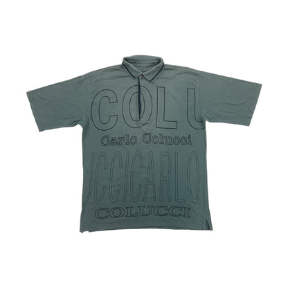 Carlo Colucci bedrucktes Polo Shirt - Large-CARLO COLUCCI-olesstore-vintage-secondhand-shop-austria-österreich