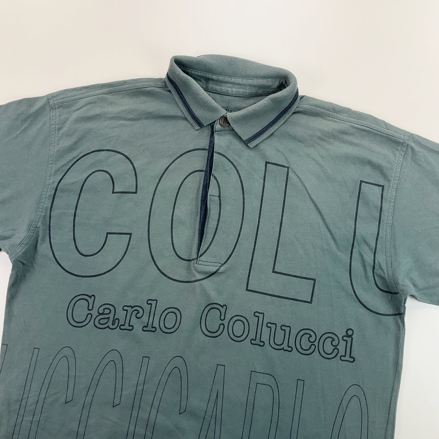 Carlo Colucci bedrucktes Polo Shirt - Large-CARLO COLUCCI-olesstore-vintage-secondhand-shop-austria-österreich