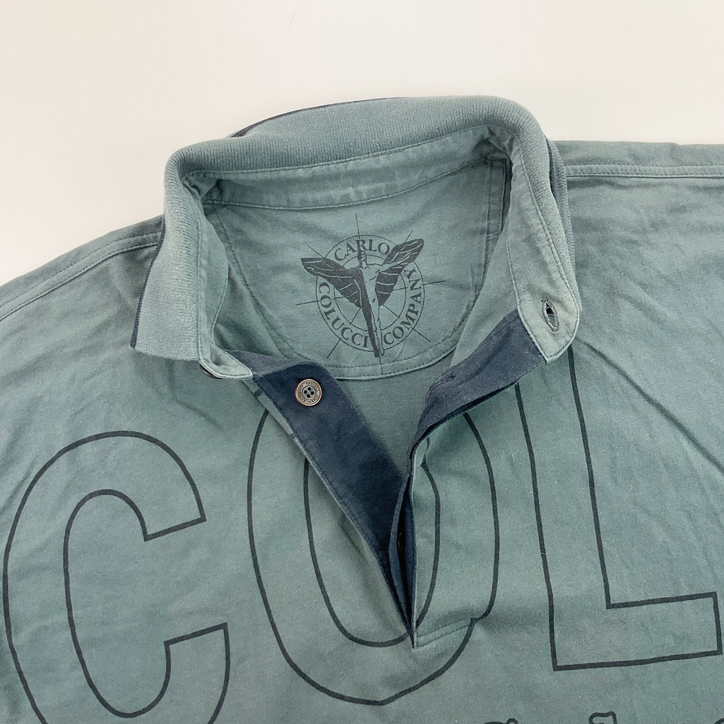 Carlo Colucci bedrucktes Polo Shirt - Large-CARLO COLUCCI-olesstore-vintage-secondhand-shop-austria-österreich