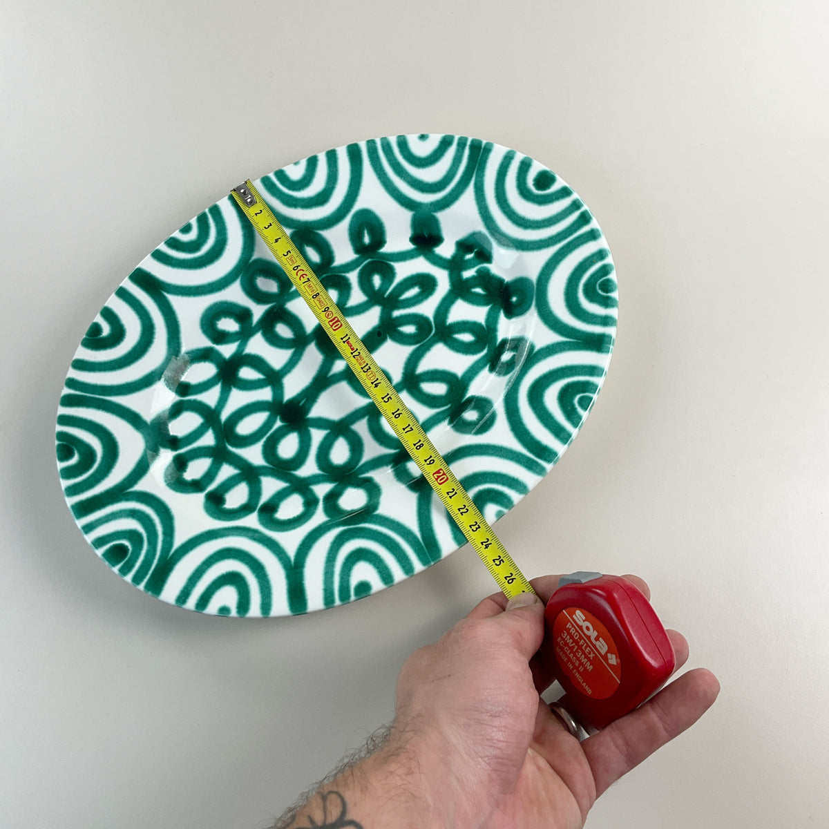 Gmundner Keramik Service Teller Grüngeflammt 31cm-Gmundner Keramik-olesstore-vintage-secondhand-shop-austria-österreich