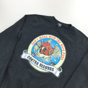 Contra Records Printed Sweatshirt - Small-olesstore-vintage-secondhand-shop-austria-österreich